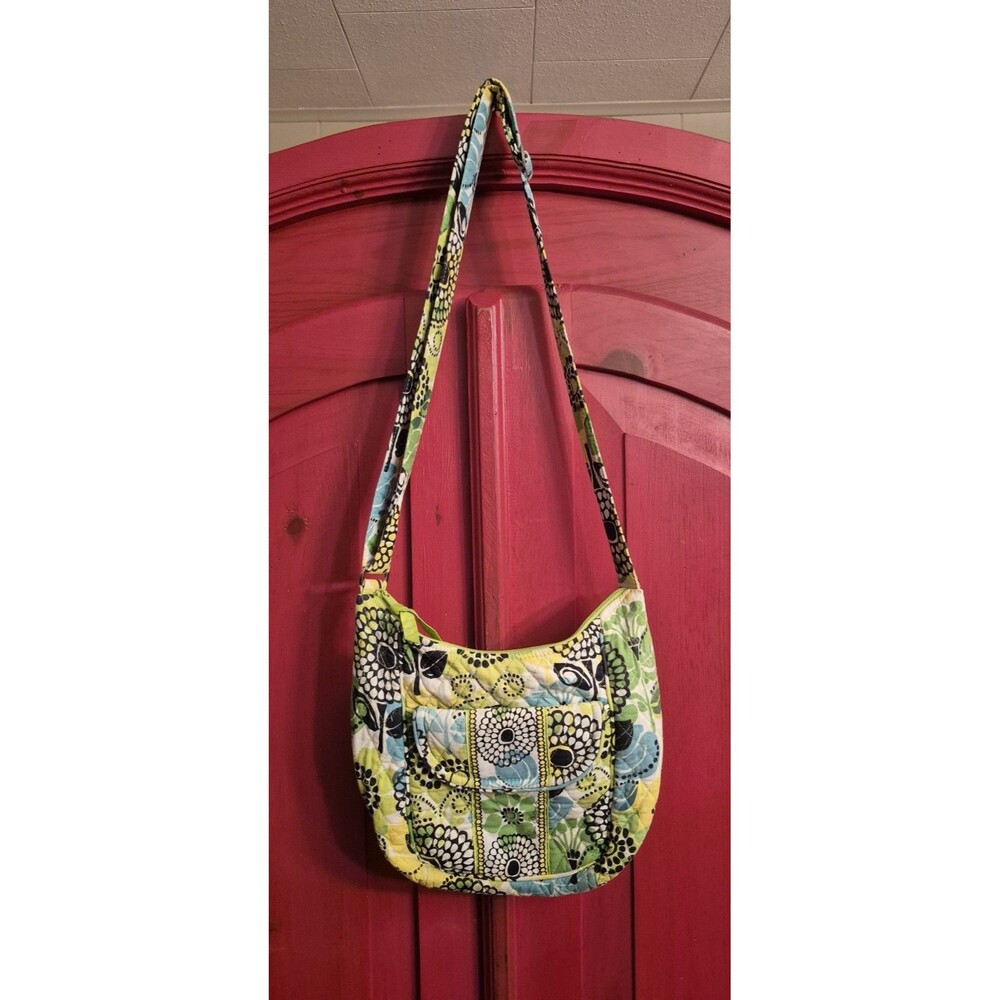 Vera Bradley Clare Crossbody Bag Limes Up Retired Floral Quilted Purse EUC